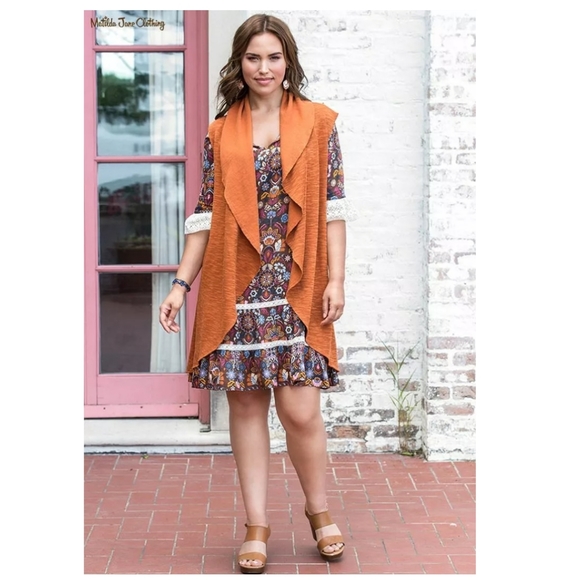 Matilda Jane Intermission Brown Floral Shift Dress Size Large - Picture 14 of 15